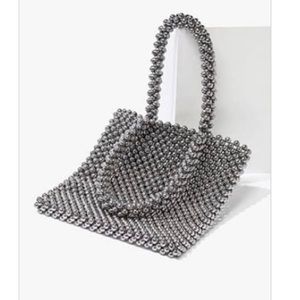 Forever 21  Metallic Mini Beaded Tote - Gunmetal